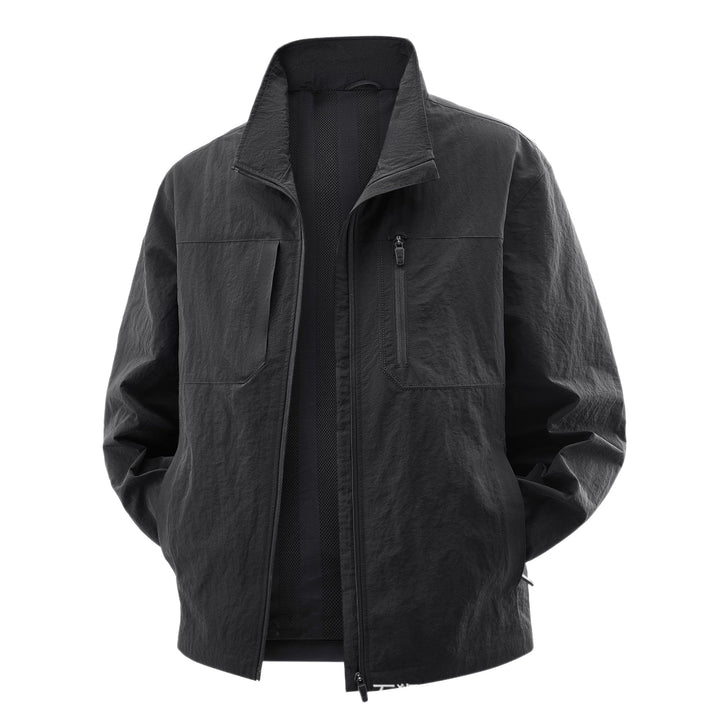 Men's Lightweight Field Utility Jacket with Mesh Lining, Stand-Up Collar and Zipper Pockets Mune Fashion