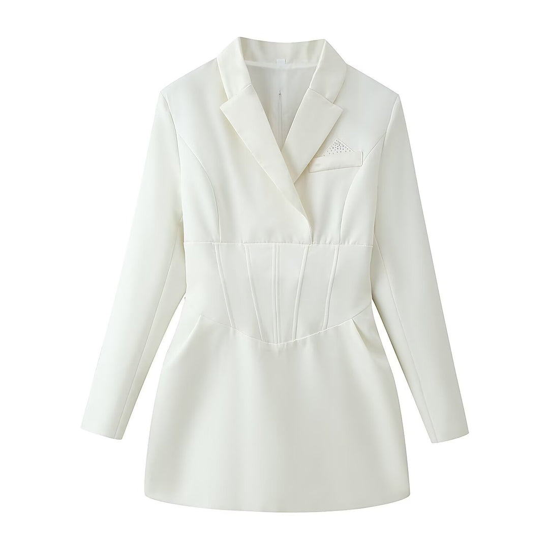 Ladies tailored blazer mini dress with corset seams Mune Fashion