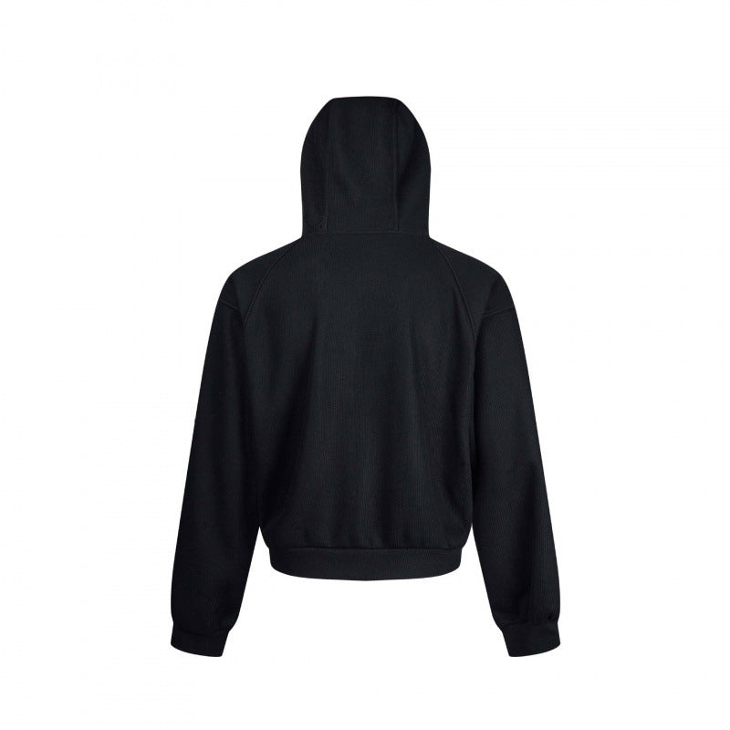 Unisex Short Hoodie Zip Pullover made of French Terry with Raglan Sleeves and Hidden Side Pockets Mune Fashion