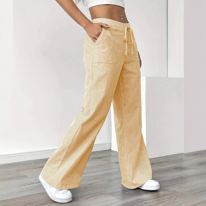 Women wide cotton lounge pants with drawstring and side pockets Mune Fashion