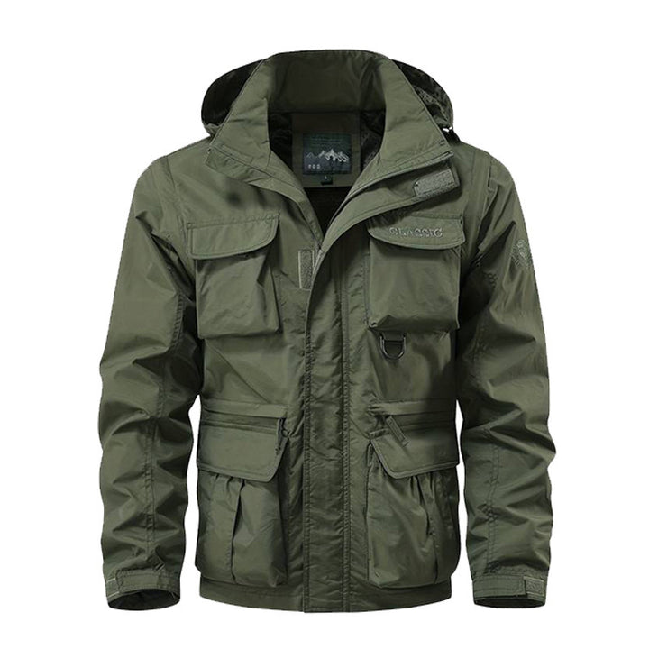 Men's multifunctional field jacket with hood, water-repellent shell, and organizer pockets Mune Fashion