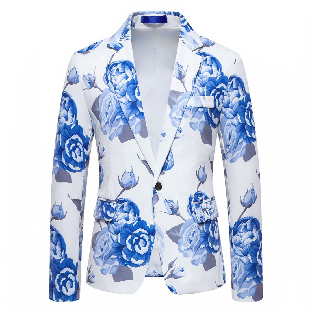 Men's Slim-Fit Blazer with all-over floral print and narrow lapel Mune Fashion