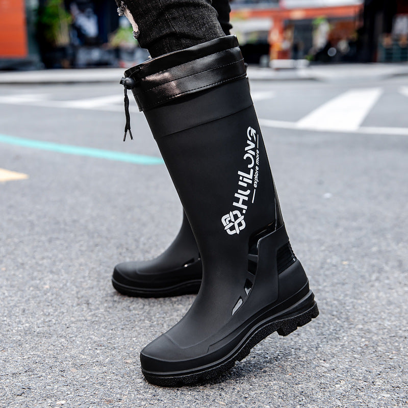 Men's Waterproof Rubber Boots with Adjustable Shaft Closure and Profiled Cushioning Sole System Mune Fashion