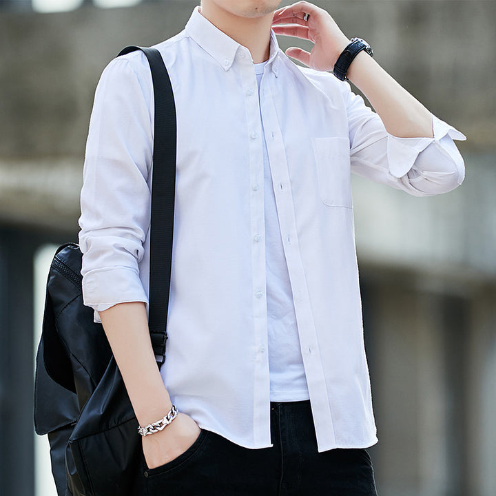 Men's long-sleeve button-down shirt with chest pocket and slim casual fit Mune Fashion