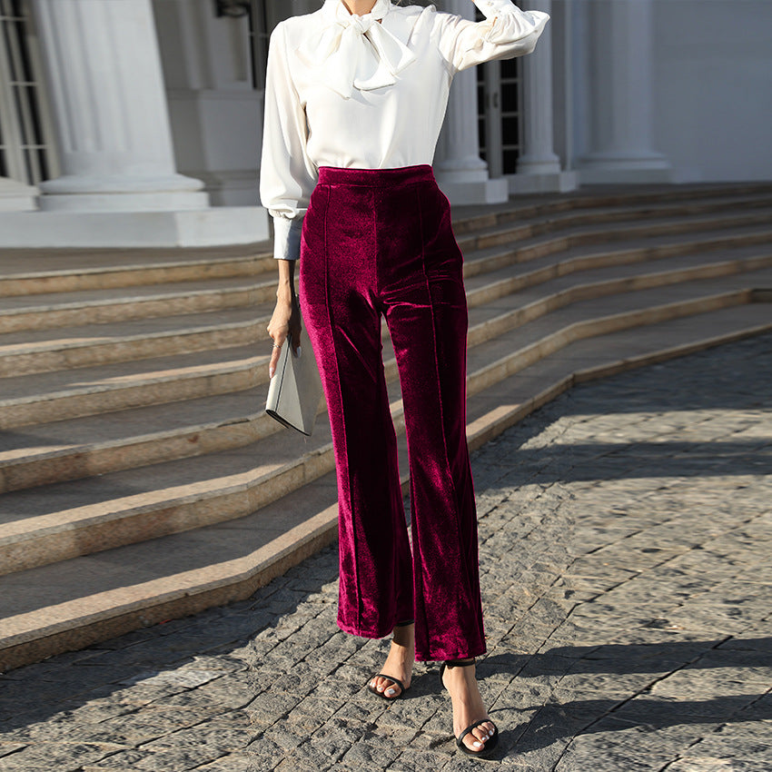 Ladies Elegant and Comfortable Velour Pants Mune Fashion