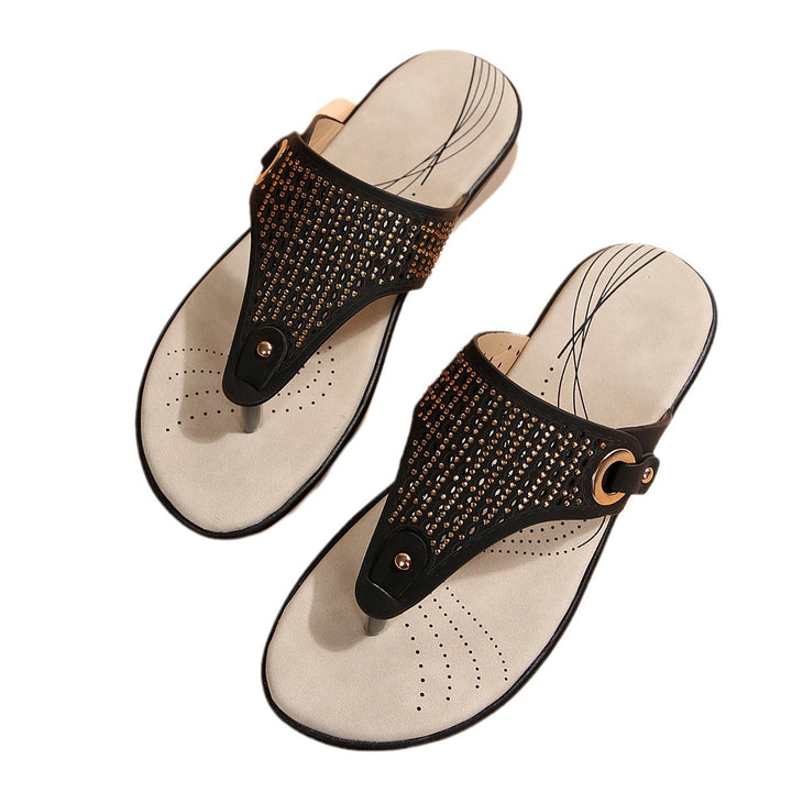 Women's toe-post sandals with viscoelastic comfort footbed, decorative eyelet application, and perforated insole Mune Fashion