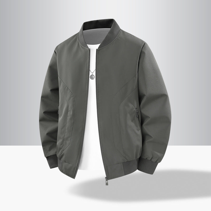 Men's Lightweight Windproof Bomber Jacket with Ribbed Cuffs and Zipper Pockets Mune Fashion