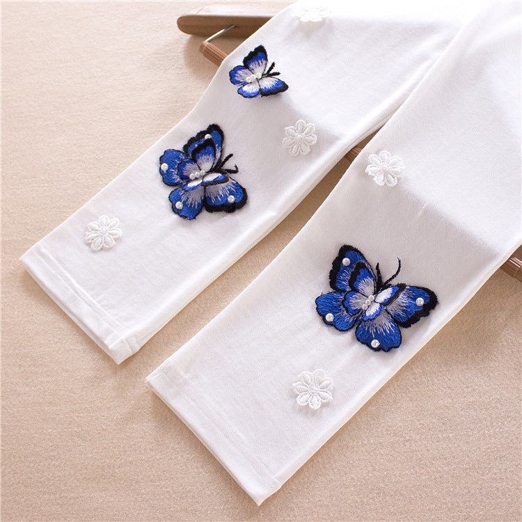 Girl's leggings with colorful butterfly embroideries Mune Fashion