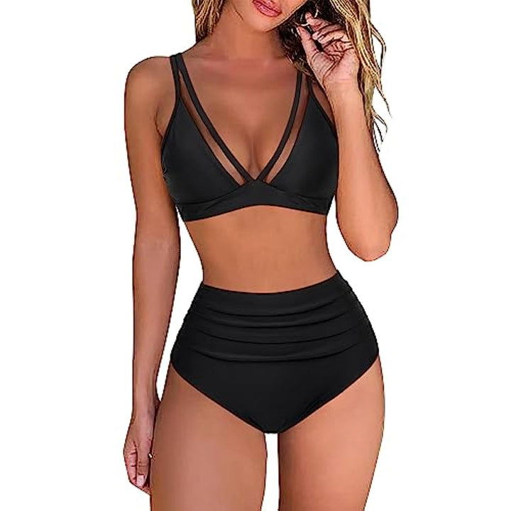 Women’s Sporty Bikini Set with Crossed Straps and High Cut Mune Fashion
