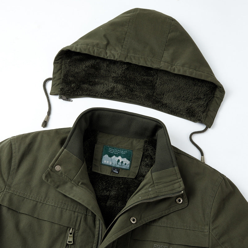 Men's parka with teddy lining, hood and sturdy canvas outer layer Mune Fashion