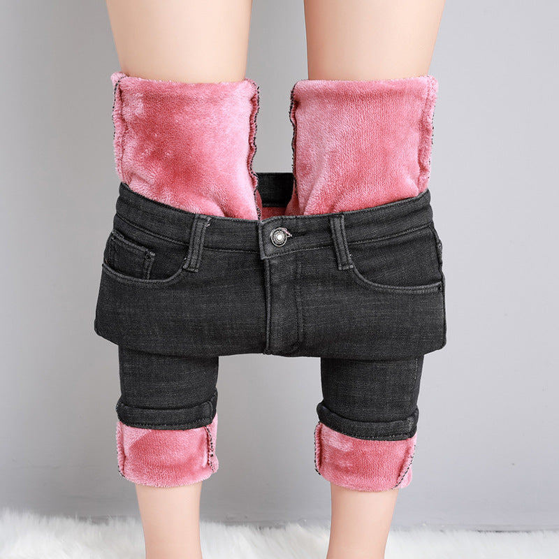 Women's high-rise skinny jeans with shaping stretch waistband and narrow ankle hem Mune Fashion