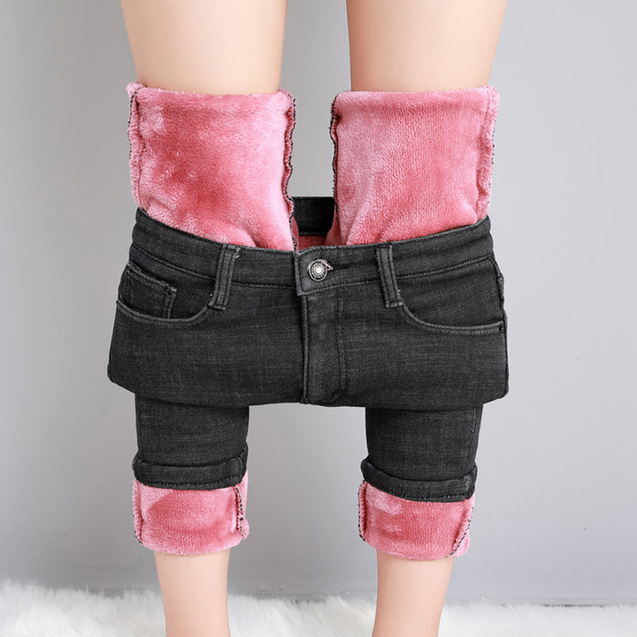 Women's high-rise skinny jeans with shaping stretch waistband and narrow ankle hem Mune Fashion