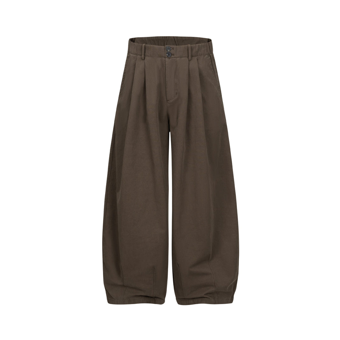 Women Wide Culotte Pants with High Waist, Pleats, and Elastic Ankle Closure Mune Fashion