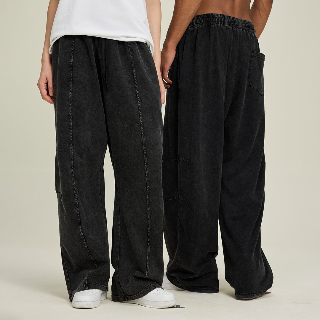 Men's extra-wide baggy pants in stonewashed look with elastic drawstring waistband Mune Fashion