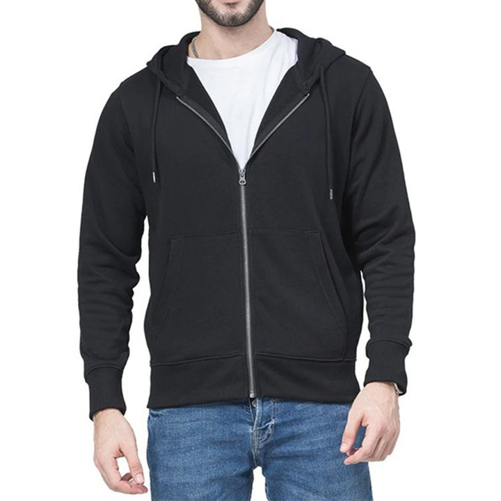 Men's narrow-cut zip hoodie with metal zipper, double-layer hood and kangaroo pocket Mune Fashion