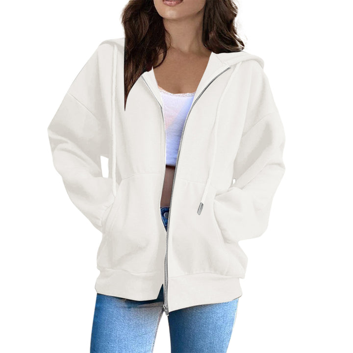 Women's casual hoodie jacket with continuous zipper, kangaroo pockets, and voluminous raglan sleeves Mune Fashion