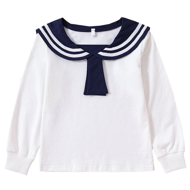 Girls Sailor Sweatshirt with Stylish Collar Mune Fashion