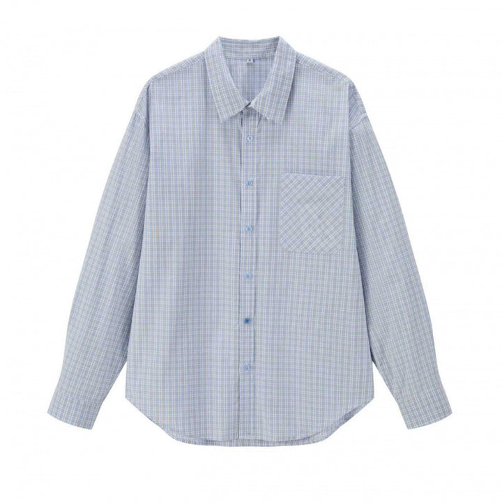 Unisex Oversized Checkered Shirt with Casual Fit and Patch Chest Pocket Mune Fashion