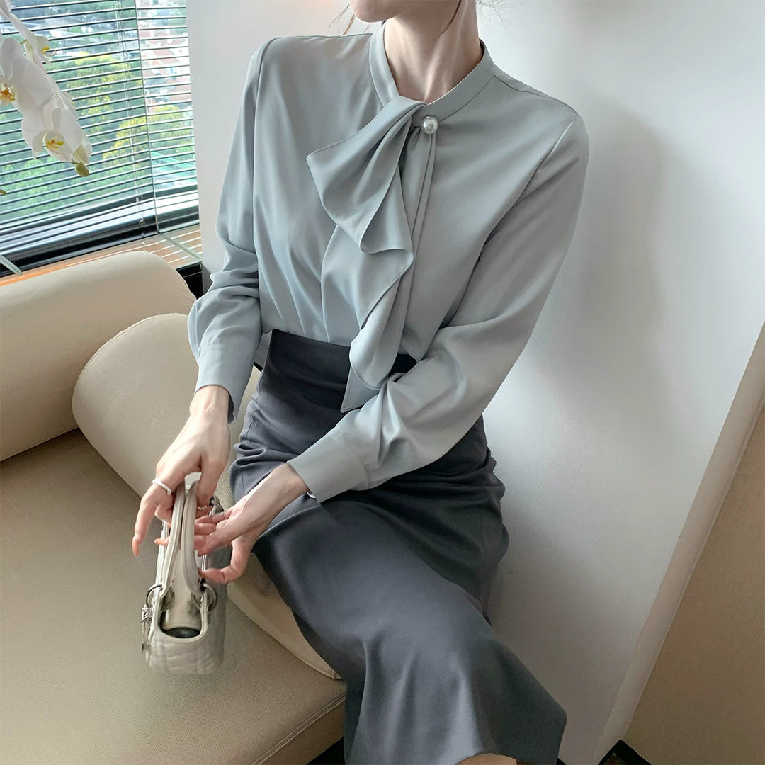 Women Elegant Blouse with Bow Detail Mune Fashion