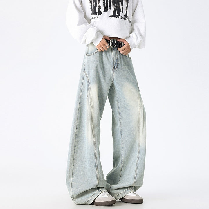 Unisex Extra-wide Baggy Jeans with deep crotch, prominent dividing seams and Palazzo silhouette Mune Fashion
