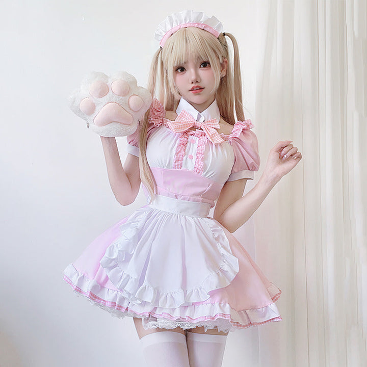 Women’s Maid Dress with Ruffle Details and Bow Mune Fashion