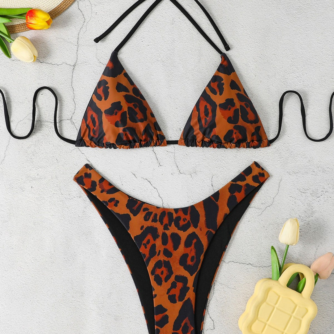 Women’s triangle bikini with high-cut bottom and animal print Mune Fashion