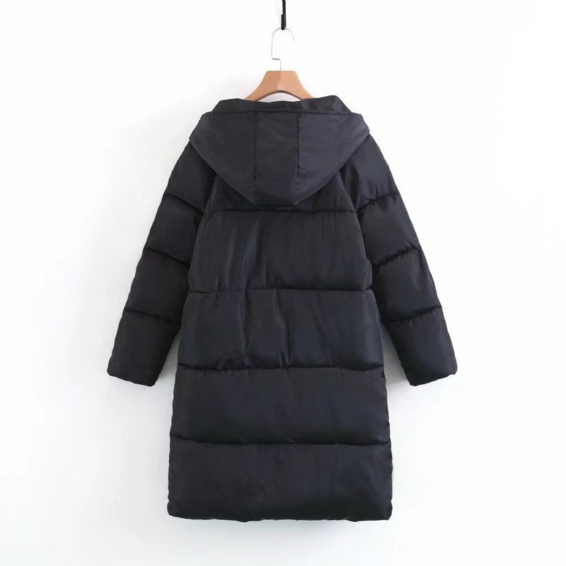 Women Longer quilted hooded coat with padded insulation Mune Fashion