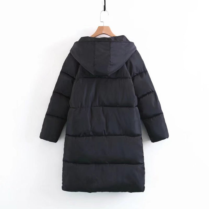 Women Longer quilted hooded coat with padded insulation Mune Fashion