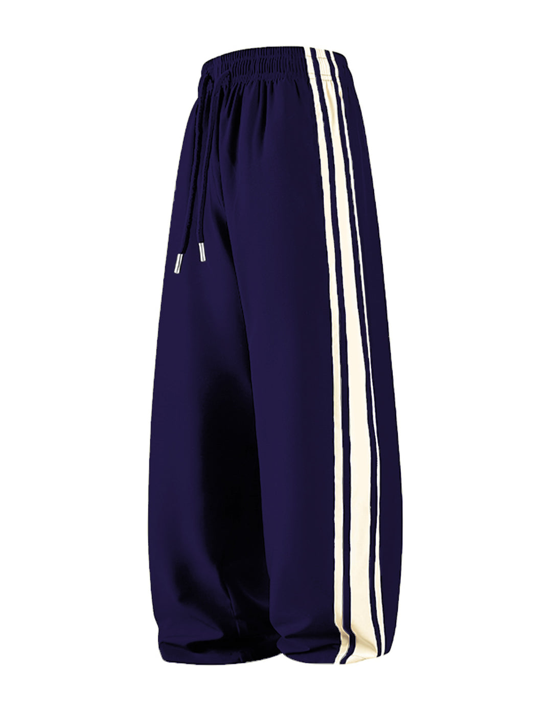 Women Wide Trackpants with Drawstring Waistband and Side Contrast Stripes Mune Fashion