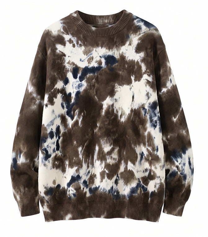 Men's Oversized Batik Sweater with Crew Neck and Ribbed Cuffs Mune Fashion