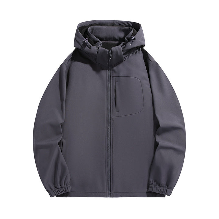 Men's Lightweight Softshell Hoodie Jacket with Water-Resistant Membrane and Chest Pocket Mune Fashion