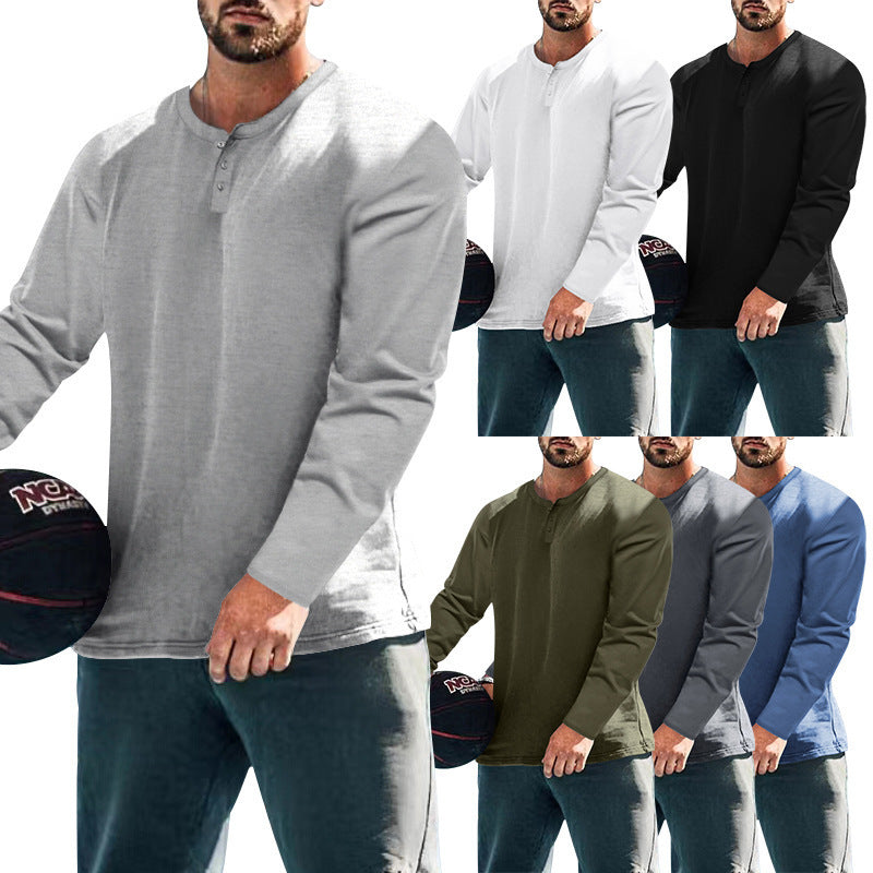 Men's Long Sleeve Henley Top made from Cotton Blend Slim Fit Mune Fashion