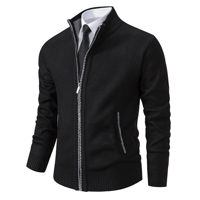 Men's upscale cardigan with stand-up collar and full-length zipper, thermally insulating and tailored fit Mune Fashion