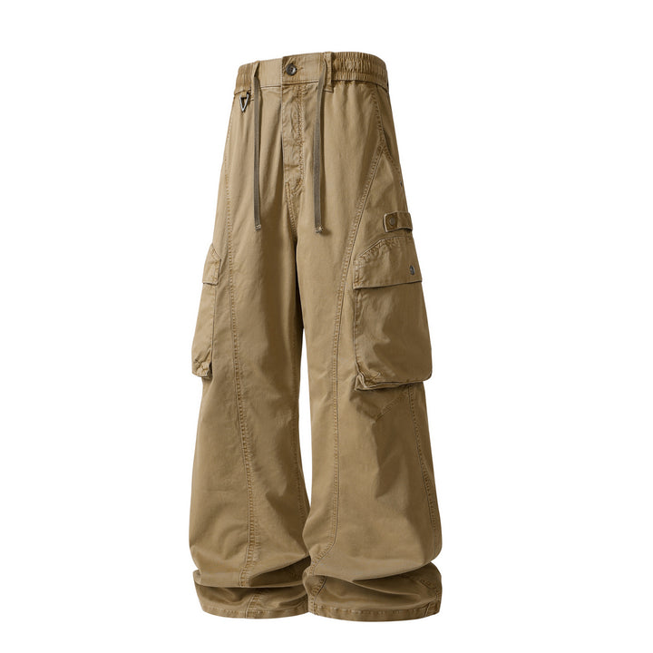 Men's military-inspired cargo pants with elastic tunnel drawstring waistband, flap and zipper pockets Mune Fashion