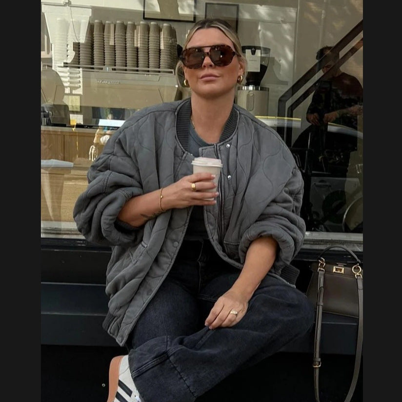 Women's Oversized Quilted Bomber Jacket Mune