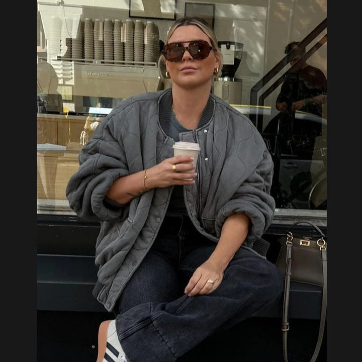 Women's Oversized Quilted Bomber Jacket Mune