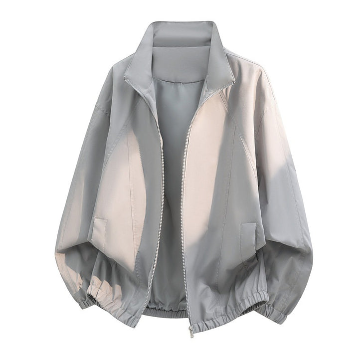 Men's oversized lightweight jacket with stand-up collar, elastic hem, and decorative contrast seams Mune Fashion