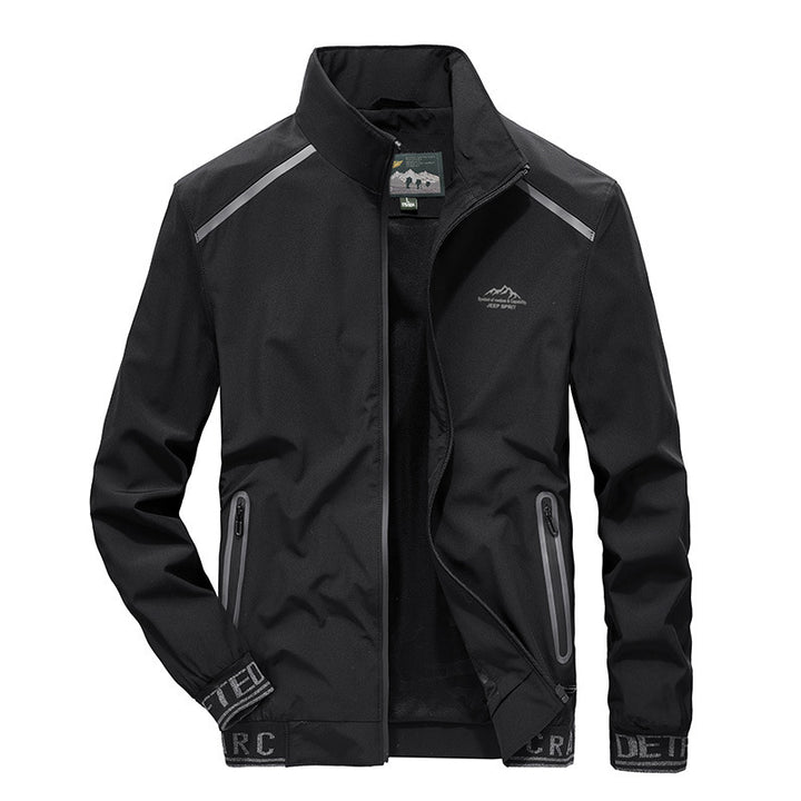 Men's Breathable Softshell Outdoor Jacket with Reflective Details, Zip Pockets, and Stand-up Collar Mune Fashion