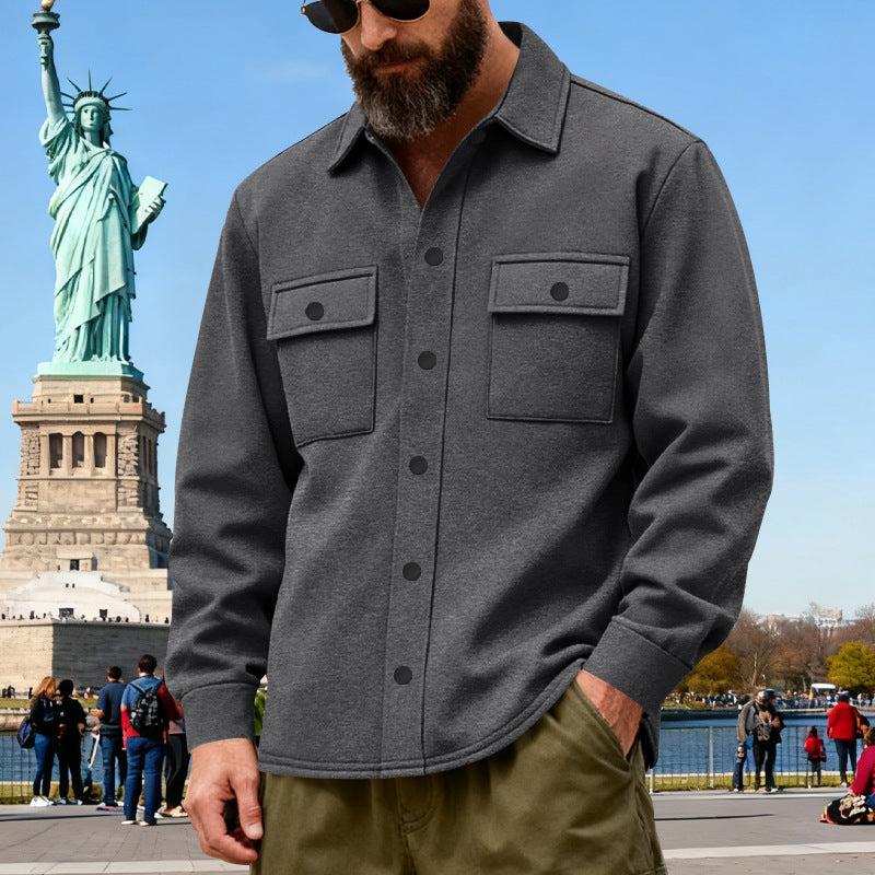 Men's casual shirt jacket made of cotton blend with applied chest pockets Mune Fashion