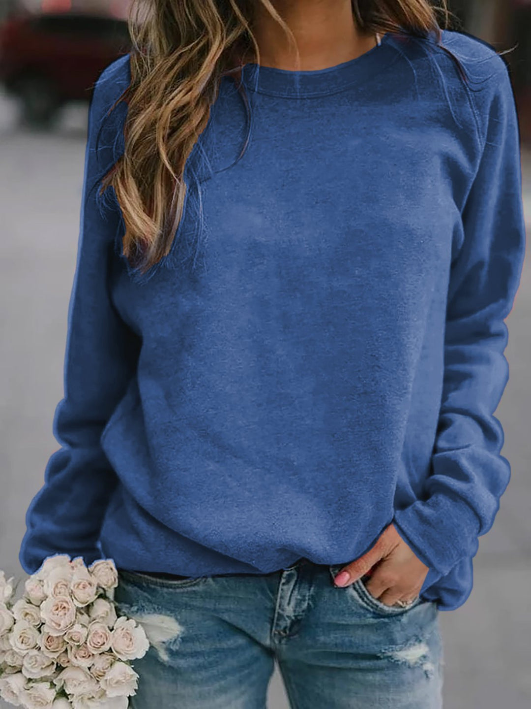 Women's Casual Oversized Sweatshirt with Crew Neck and Raglan Sleeves Mune Fashion