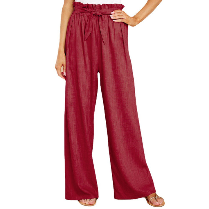 Women's linen pants with paperbag waistband and wide leg Mune Fashion