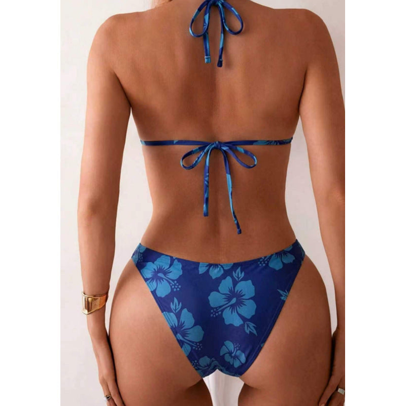 Women Triangle Bikini Set with Floral Design Mune Fashion