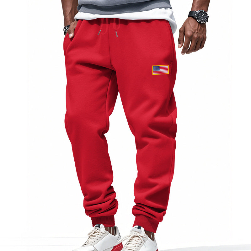 Men's slim-fit sweatpants with tapered leg, elastic drawstring waistband, and discreet flag application Mune Fashion