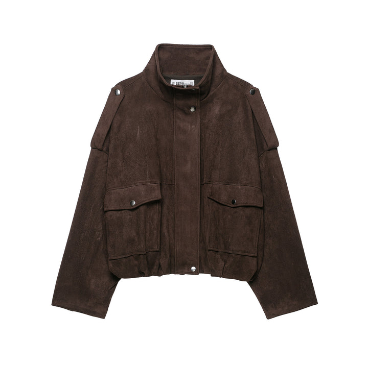 Women Short Suede-look Field Jacket Mune Fashion