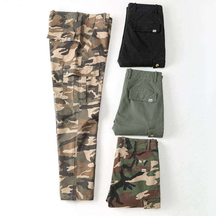 Men's cargo pants with camouflage pattern and multiple utility pockets Mune Fashion