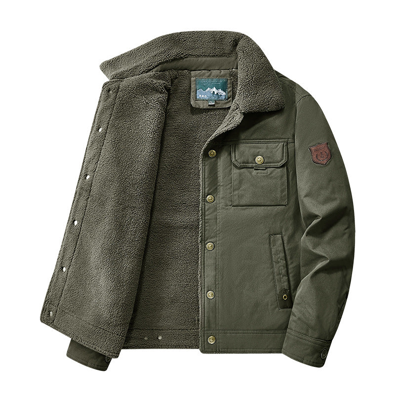 Men's quilted canvas worker jacket with teddy collar, thermal lining, and multiple pockets Mune Fashion