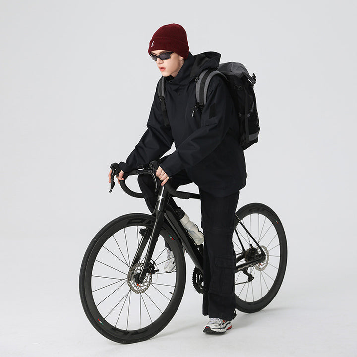 Men's technical waterproof outdoor jacket with hood, welded seams and concealed zippers Mune Fashion