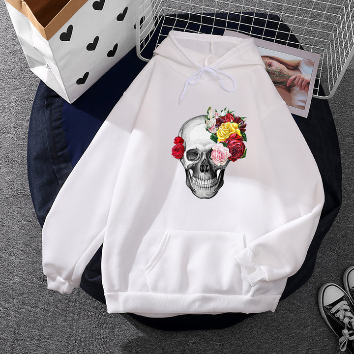 Unisex hooded sweatshirt with floral skull illustration, oversized fit and French terry quality Mune Fashion