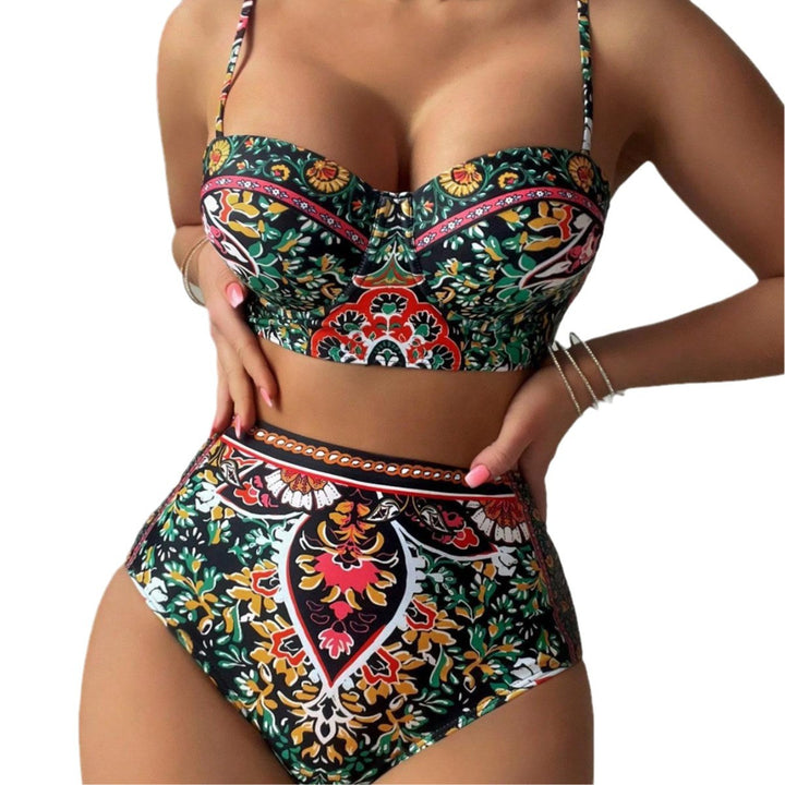Women's High-Waisted Bikini Set with Floral Design Mune Fashion