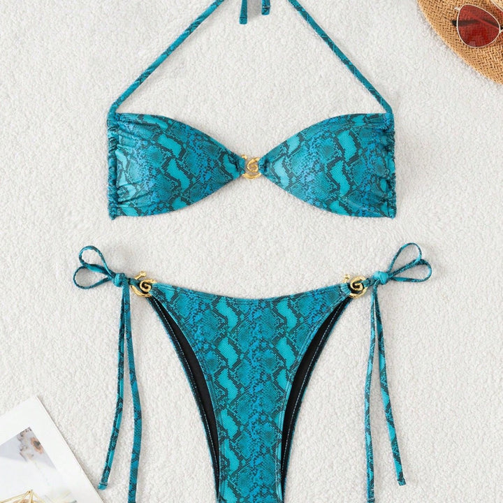 Women's triangle bikini with floral design and adjustable straps Mune Fashion